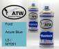 Preview: Ford, Azure Blue, L5 / M7091: 400ml Sprühdose + 400ml Klarlack - Set, von ATW Autoteile West.